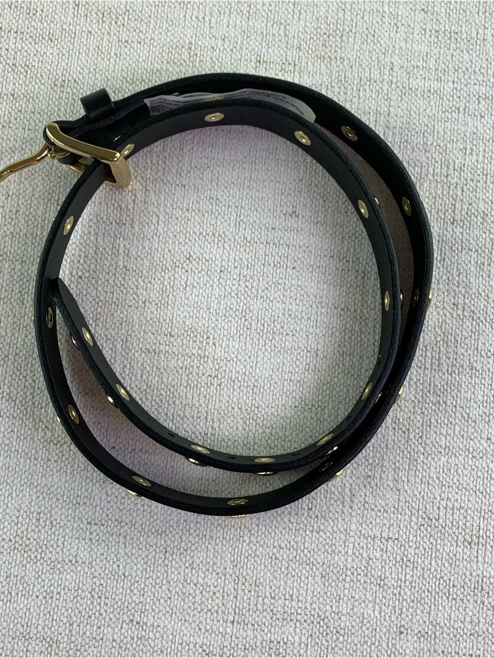 Crewcuts Girls' heart-stud belt in leather black and gold